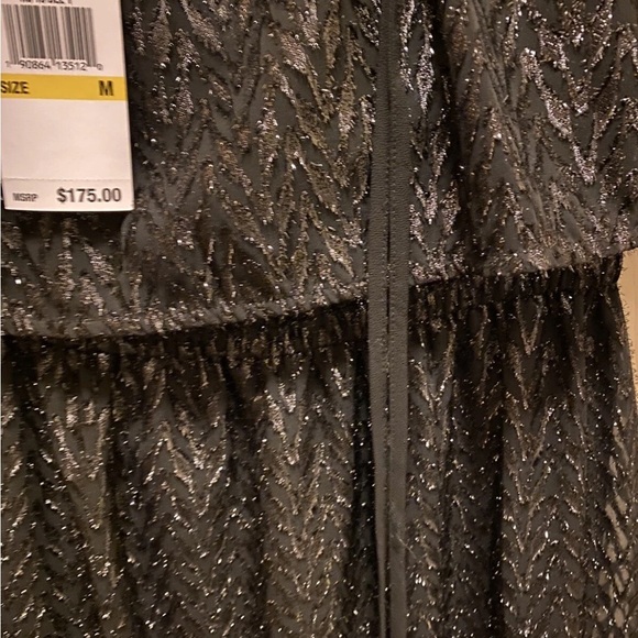 Michael Kors Peasant Top Black w/ Silver Sparkles Dress Sz Med NWT!! - Picture 6 of 12